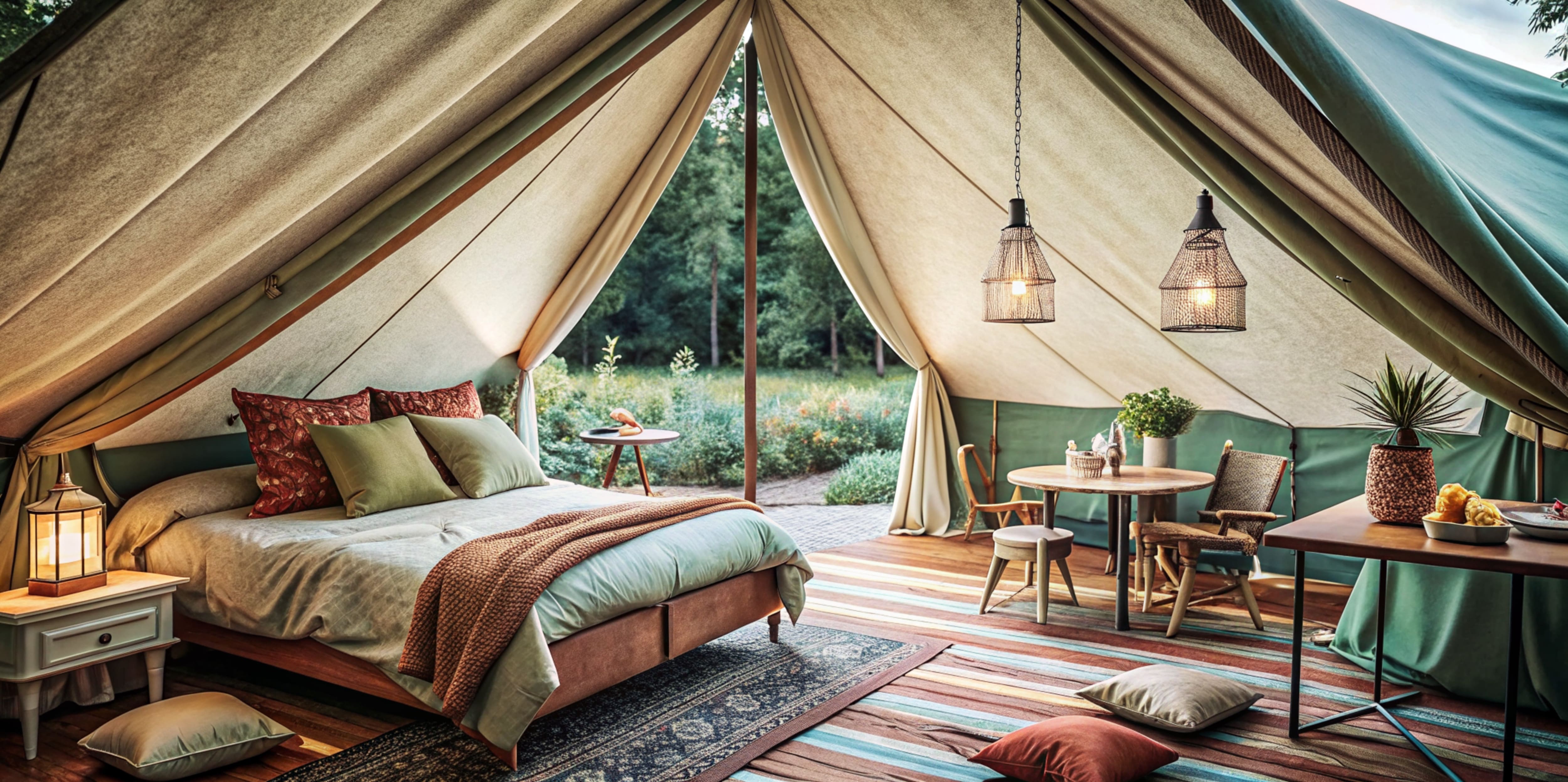 Interior de glamping